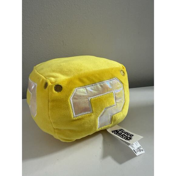 Super Mario Question Block Plush With Sound Works Iridescent Mark Yellow - Picture 1 of 6